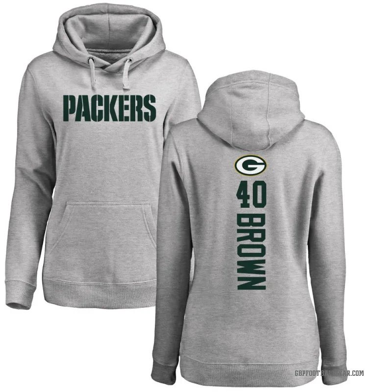 Omar Brown Women's Brown Green Bay Packers Pro Line Ash Backer Pullover Hoodie