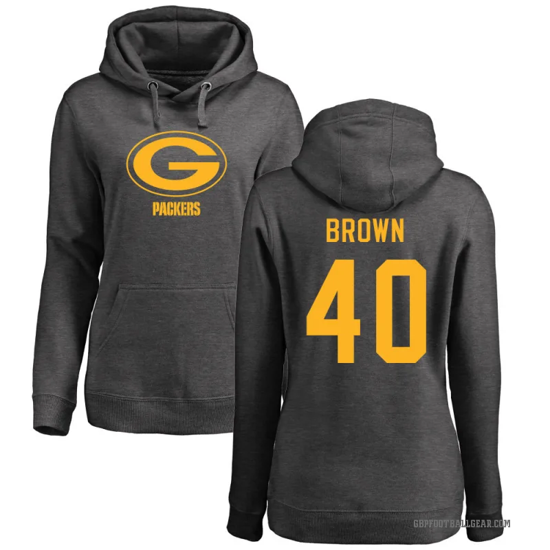 Omar Brown Women's Brown Green Bay Packers Pro Line by Branded Ash One Color Pullover Hoodie
