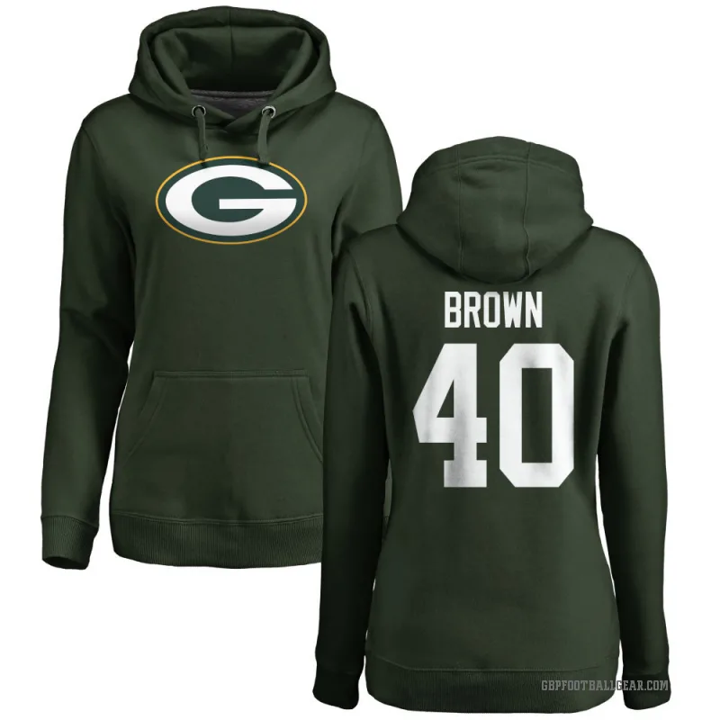 Omar Brown Women's Green Green Bay Packers Pro Line Logo Pullover Hoodie