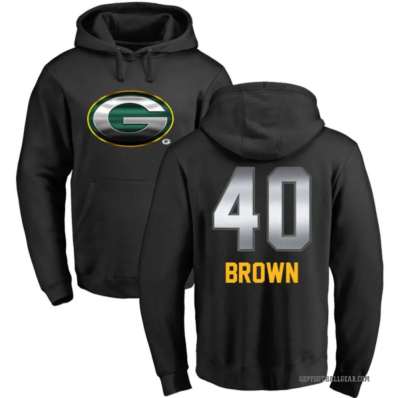 Omar Brown Youth Black Green Bay Packers Midnight Mascot Pullover Hoodie