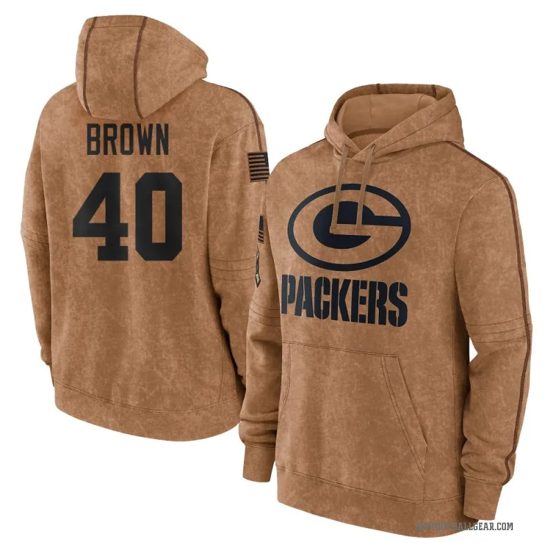 Omar Brown Youth Brown Green Bay Packers 2023 Salute To Service Club Pullover Hoodie