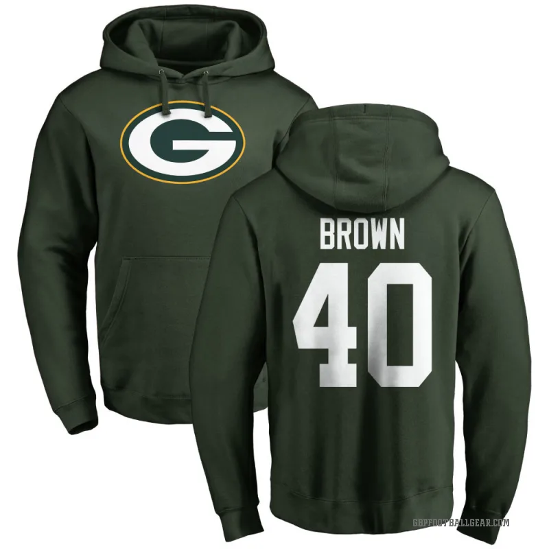 Omar Brown Youth Green Green Bay Packers Pro Line Logo Pullover Hoodie