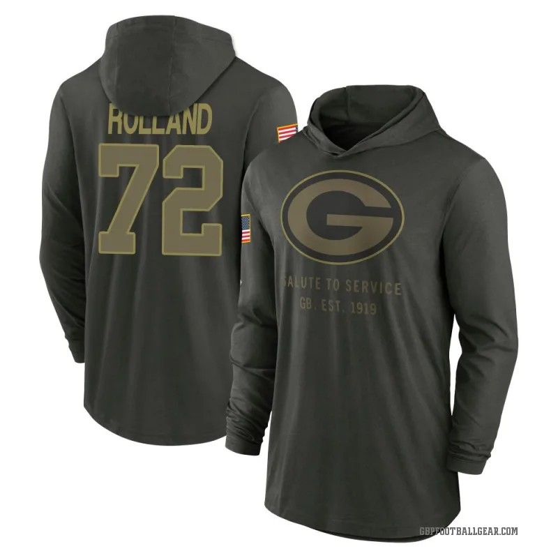 Spencer Rolland Men's Green Green Bay Packers Forest/ 2025 Salute to Service Sideline Lightweight Hooded Pullover Long Sleeve T-