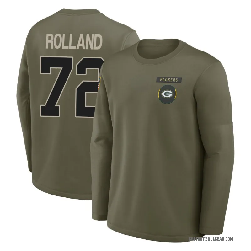 Spencer Rolland Men's Olive Green Bay Packers 2025 Salute to Service Sideline Coaches Long Sleeve T-Shirt
