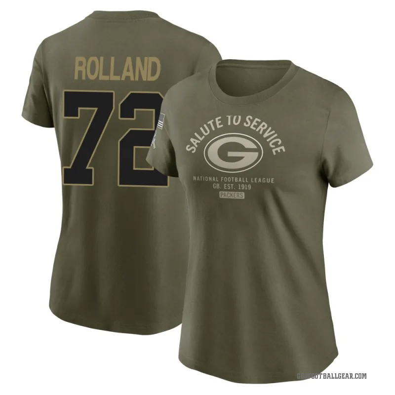 Spencer Rolland Women's Olive Green Bay Packers 2025 Salute to Service Sideline T-Shirt